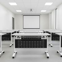 Table de formation pliable mobile avec roulettes, rectangulaire 2 places, pour salle de conférence et de séminaire