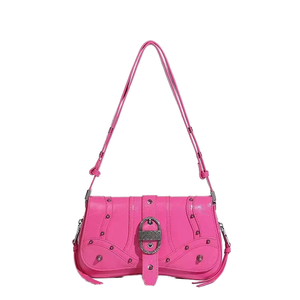 Sac bandoulière rétro sexy style motard, motif crocodile, marron Melede en PU, avec fermeture éclair et rivets, bandoulière réglable, produit transfrontalier très demandé - Product Image 1