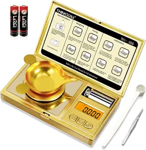 Balança digital mm de bolso, balança digital de 50g/0.001g com micro bolso, para pó, medicina, gema de ouro, com recarga de 6 unidades