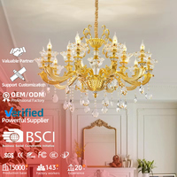 Luxe Mariage Villa Escaliers Cristal Classique Lustre Lumière pour Salon Hall Hôtel Réglable Hauteur Suspendu Suspension Lampe