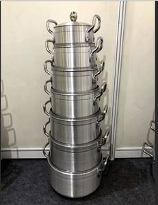 Juego de Cacerolas de Aluminio Cepillado Fácil de Limpiar, 7 Piezas, 16-28 cm, Olla Resistente a los Arañazos con Asa de Metal Resistente al Fuego para Comidas Grandes - Product Image 6