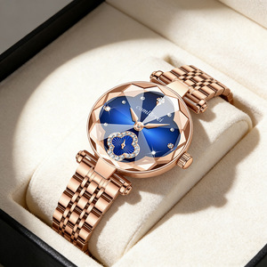 Nuevo Reloj de Cuarzo para Mujer con Incrustaciones de Diamantes, Esfera con Agujas de Acero Inoxidable en Oro Rosa, Diseño Moderno, Ligero y Lujoso, Resistente al Agua 30M - Product Image 2