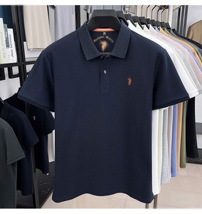 T-shirt <span class=keywords><strong>Polo</strong></span> da <span class=keywords><strong>Uomo</strong></span> a <span class=keywords><strong>Maniche</strong></span> <span class=keywords><strong>Corte</strong></span> per Primavera e Autunno, Nuova Collezione Business, con Colletto, Tinta Unita, Ricamo alla Moda - Product Image 6