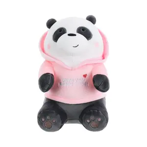 9.5英寸毛绒动物熊猫毛绒玩具抱枕卡哇伊毛绒粉色连帽衫情人节女孩男孩