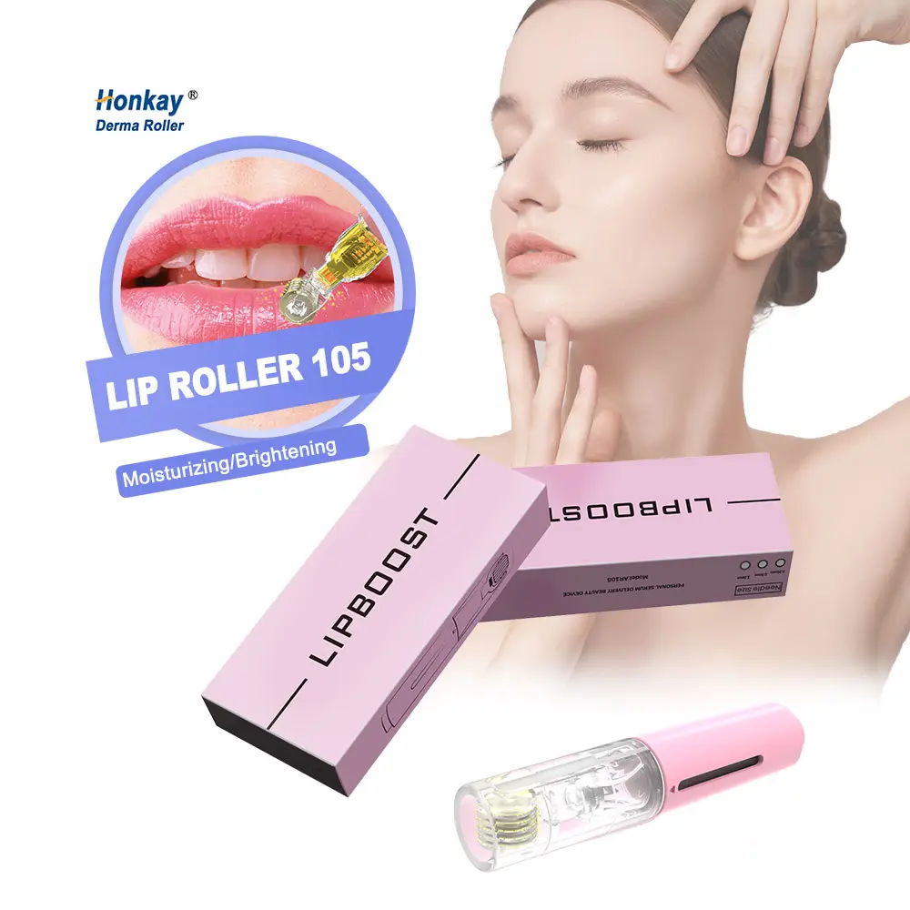 Thuisgebruik Hyaluronzuur Filler Lip Enhancer 105 Pinnen Titanium Naald Lip Microneeding Roller Lipverzorging Voor Donker Droog