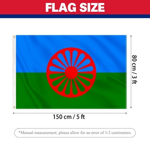 Bandera de la Herencia Romana de 3x5 pies, personalizada con rueda roja, azul y verde, doble costura en los bordes, bandera para festivales con ojales - Product Image 3