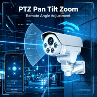 Caméra bullet IP PTZ Dakang 5MP POE avec zoom 10X, 4 LED en rangée, vision nocturne 60M, capteur CMOS, étanche IP66, H.265