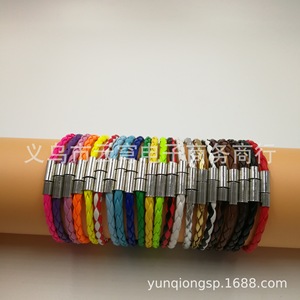 สร้อยข้อมือหนังถักชั้นเดียวแบบมีตัวล็อค ขนาด 4 มม. สายหนังเกาหลี ของขวัญสำหรับทุกเพศทุกวัย เครื่องประดับ แหล่งผลิตอี้หวู่ - Product Image 2