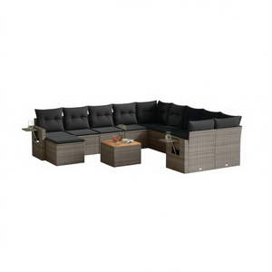 Conjunto de Sofás de Jardín de Ratán Gris Oscuro, 6 Plazas, Diseño Contemporáneo para Exteriores - Product Image 1