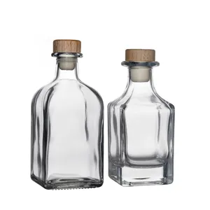 Berlin Packaging Small Empty Home Fragrance Alcoholic Beverage Bottle Square 250ml Glass Cold Brewed Coffee Liquor Bottle