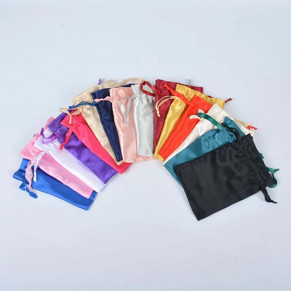 Customized Silk Satin Gift Drawstring Pouch Luxury Hair Jewelry ...