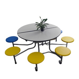 Modern Foldable <b>Round</b> <b>Dining</b> <b>Table</b> Set 120x120x71 Cm With 8 Colorful Stools For <b>Dining</b> Room - Product Image 5
