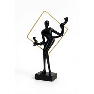 Aluminium Abstract Human Figurine Sculpture Modern Design Handmade Eco-Friendly Durable Tabletop Ornament 30x16x8cm for Home - Product Image 1