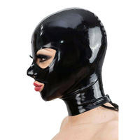 Masque en latex pour adulte avec fermeture éclair, 100% imperméable, couvre-chef BDSM pour soirée dansante, fétiche SM, masque sexuel noir