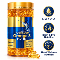 Gélules d'huile de poisson Oméga-3 OEM ODM 1000mg EPA DHA Acides gras marins Complément alimentaire nutritionnel quotidien Marque privée Vente en gros B2B