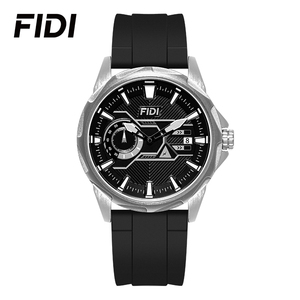 Reloj Deportivo de Cuarzo para Hombre FIDI, Esfera Blanca y Negra, Correa de Silicona, Resistente al Agua, con Fecha, Casual, de Negocios, OEM, ODM, Logotipo Personalizado - Product Image 2