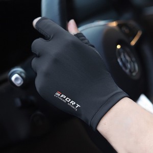 Gants de cyclisme mi-doigts pour hommes, fins, en soie glacée, antidérapants, pour la conduite, la pêche et les sports de plein air, gris - Product Image 3