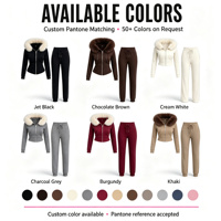 Ensemble 2 pièces personnalisé OEM ODM pour femme : sweat à capuche court entièrement zippé et pantalon de survêtement évasé à cordon de serrage, style streetwear Y2K, survêtement d'hiver