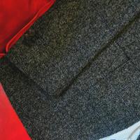 Jas Pria Italia E.Thomas Kasmir Sport Coat Slim Fit, Warna Abu-abu Custom, Bahan Wol Windowpane, Setengah Kanvas, Bernapas, Kancing Satu Baris, Kerah V