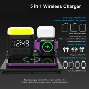 New Design Mobile Phone 15W Fast Qi Wireless Charger 4 In 1 Wireless Charging Stand Dock Station