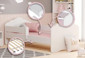 <span class=keywords><strong>Lit</strong></span> simple pour enfant blanc 140x70 cm <span class=keywords><strong>lit</strong></span> bébé en bois massif avec cadre de matelas et barrière pour meubles de chambre garçons filles - Product Image 3