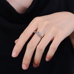 Anillos De Pareja Platinum Plated Knot Shiny Starry <b>Couple</b> <b>Ring</b> for Bridal Women Romantic Wedding Adjustable Opening <b>Ring</b> - Product Image 2
