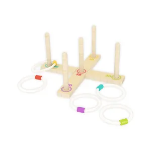 צבעוני מגדל ילדי מתנה משחקים חינוכיים עץ לערום לזרוק סט מעגל לזרוק טבעת צעצוע
