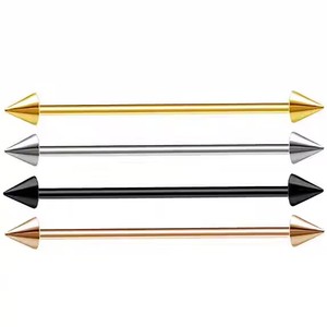 Thép không gỉ 14 Đo 32mm-45mm công nghiệp <span class=keywords><strong>Barbell</strong></span> với Spike body piercing đồ trang sức - Product Image 4