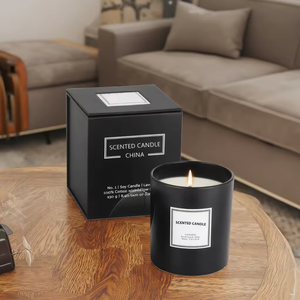 เทียนหอมสีดำกล่องของขวัญหรูหราฉลากส่วนตัวฉลองคริสต์มาส - Product Image 1