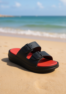 Sandali Unisex in EVA con Doppio Cinturino, Comodi, Tacco Piatto 26, Estivi, Tinta Unita, Chiusura con Fibbia, Punta Aperta, Stile Platform - Product Image 2