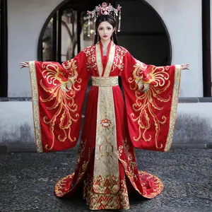 الزفاف Hanfu الجاهزة الكلاسيكية الحمراء Hanfu ثوب زفاف حار أنيقة الصينية التقليدية زفاف زوجين الملابس