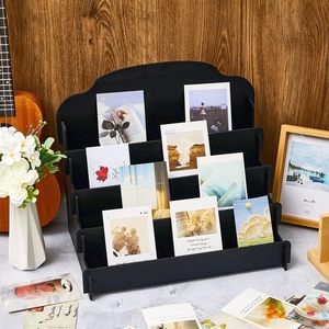 Support de Présentation Portable <span class=keywords><strong>en</strong></span> <span class=keywords><strong>Bois</strong></span> Noir <span class=keywords><strong>à</strong></span> Plusieurs Niveaux pour Photos, Cartes de Vœux, Pinces <span class=keywords><strong>à</strong></span> Cheveux, Cartes d'Anniversaire, Pots de Fleurs et Jardinières - Product Image 4