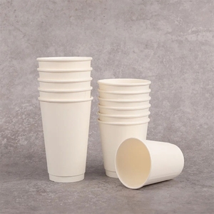 Tazas blancas degradables impresas personalizadas al por mayor 8oz 10oz 12oz 16oz taza de papel de café caliente de doble pared desechable con tapa para llevar - Product Image 2