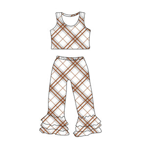 Conjuntos de dos piezas de moda para el Día de San Valentín, camisola, pantalones de campana, tela de seda de leche, traje para niños de recién nacido a 16 años - Product Image 4