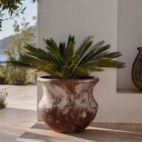 Jardinières en ciment de luxe HU SEN Europe, grandes, pour extérieur/intérieur, durables, faites à la main, écologiques, avec trou de drainage pour la maison et le jardin