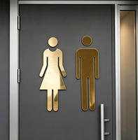 Plaque de porte de toilettes moderne en acrylique 3D personnalisée, miroir écologique, logo personnalisé, pour hôtel de luxe, bureau, hommes/femmes