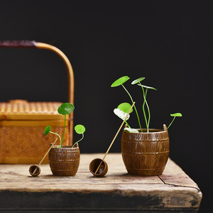 Piccolo Secchio <span class=keywords><strong>in</strong></span> <span class=keywords><strong>Ceramica</strong></span> Smaltata Stile Retrò, Mini Serbatoio d'Acqua per Vaso Idroponico, Decorazione per Micro Paesaggi - Product Image 2