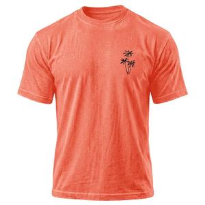 T-shirt pour homme à imprimé palmier délavé à l'acide, col rond décontracté, manches courtes, coupe ample, en coton, style streetwear - Product Image 2
