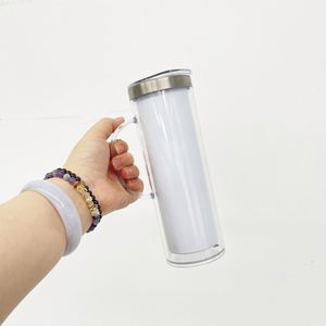Vaso térmico de acero inoxidable de doble pared con aislamiento al vacío, de 20 oz, con asa preperforada, para sublimación, diseño 'Storyboard Snow Globe', de plástico delgado, USA - Product Image 3