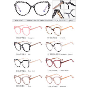 Monture de lunettes œil de chat léopard tendance bloc anti-lumière bleue Designer mode femmes grandes lunettes monture lunettes de prescription - Product Image 4