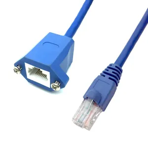 Baixo preço Ethernet Patch Cable Rj45 macho para fêmea painel montagem com parafusos 26AWG Cat6 cabo de rede