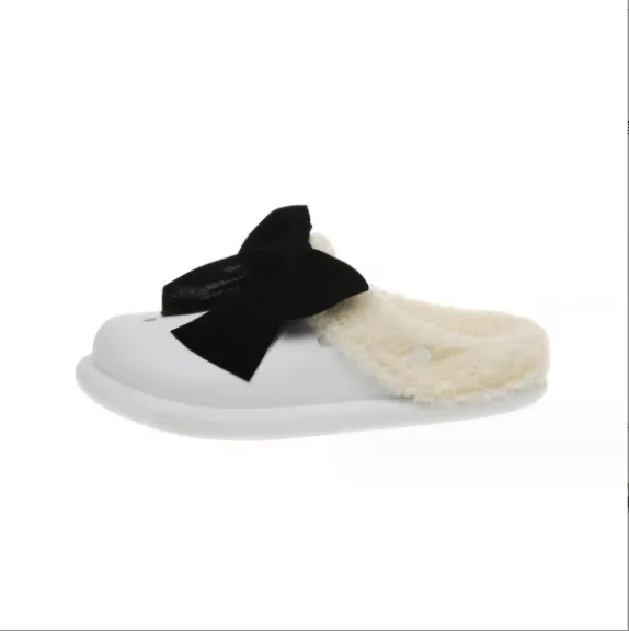 Los nuevos zapatos de algodón Crocs lanudos de invierno pueden ser desmontables y apilar zapatillas de suela gruesa