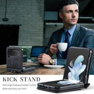 Étui de protection antichute et antichoc en cuir de luxe avec support pliable et cordon, plusieurs couleurs, pour téléphones <span class=keywords><strong>Z</strong></span> Flip 7 6 5 4 en PU - Product Image 4