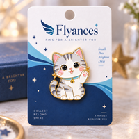 Flyances Fabricant Grossiste Personnalisé Anime Chat Noir Amusant Épingles de revers et badges en émail souple ou dur avec cartes de support