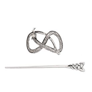 Épingle à cheveux rétro Viking en forme de dragon, gothique vintage, avec squelette de mite, pierre de lune et bois de cerf, bijoux punk pour femmes, en alliage, pour mascarade - Product Image 5