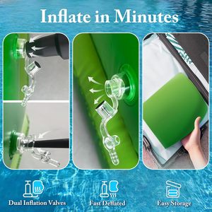 ที่นอนเป่าลมรูปกบ PVC รุ่น MAKE WAVES เป็นมิตรกับสิ่งแวดล้อม สีเขียว ของเล่นลอยน้ำแบบพกพาสำหรับเด็ก ปลอดภัย - Product Image 2