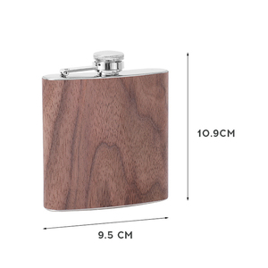 Flacon de hanche en acier inoxydable de poche portable personnalisé de 6oz motif de grain de bois pot de vin whisky buveur bouteille d'<span class=keywords><strong>alcool</strong></span> voyage - Product Image 4