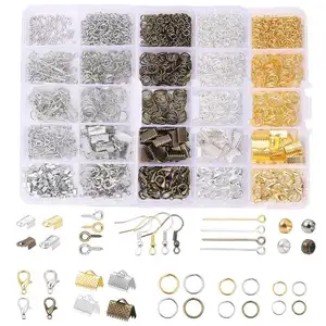 710 Stück/Kartonpackung DIY-Schmuck Funde Bestandteile-Kit Gold geteilt Ringe Öffnung Sprungring Halskette Armband Hummer-Zange Herstellung