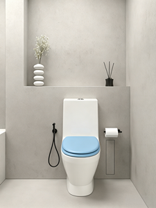 Siège de toilette en bois moulé <span class=keywords><strong>bleu</strong></span> océan à fermeture douce et à dégagement rapide avec finition mate - Product Image 5