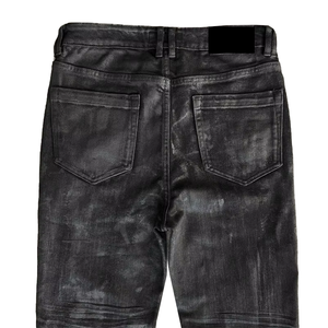 Pantalones Vaqueros Encerados Vintage Personalizados al por Mayor para Hombre, Pantalones Acampanados de Estilo Urbano, Vaqueros de Mezclilla Negros de Corte Ajustado para Hombre - Product Image 5